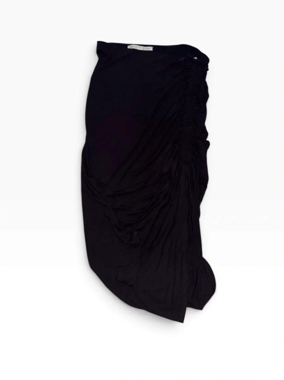 Veronica Beard Herst Black Ruched Draped Asymmetrical Midi Skirt Size M